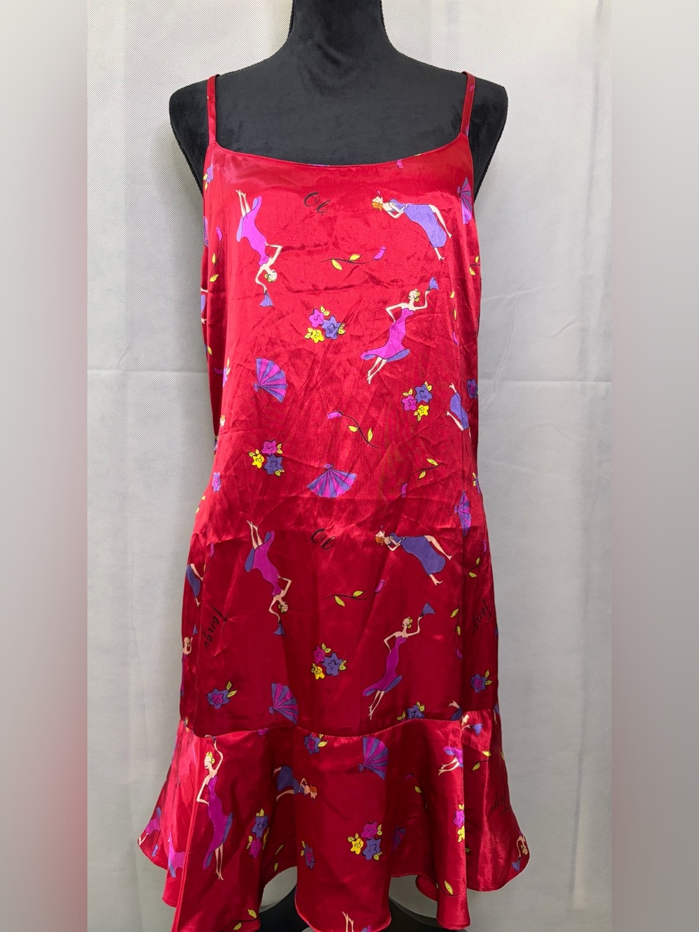 Joe Boxer Red Satin Printed Night Dress with Tango Dancers